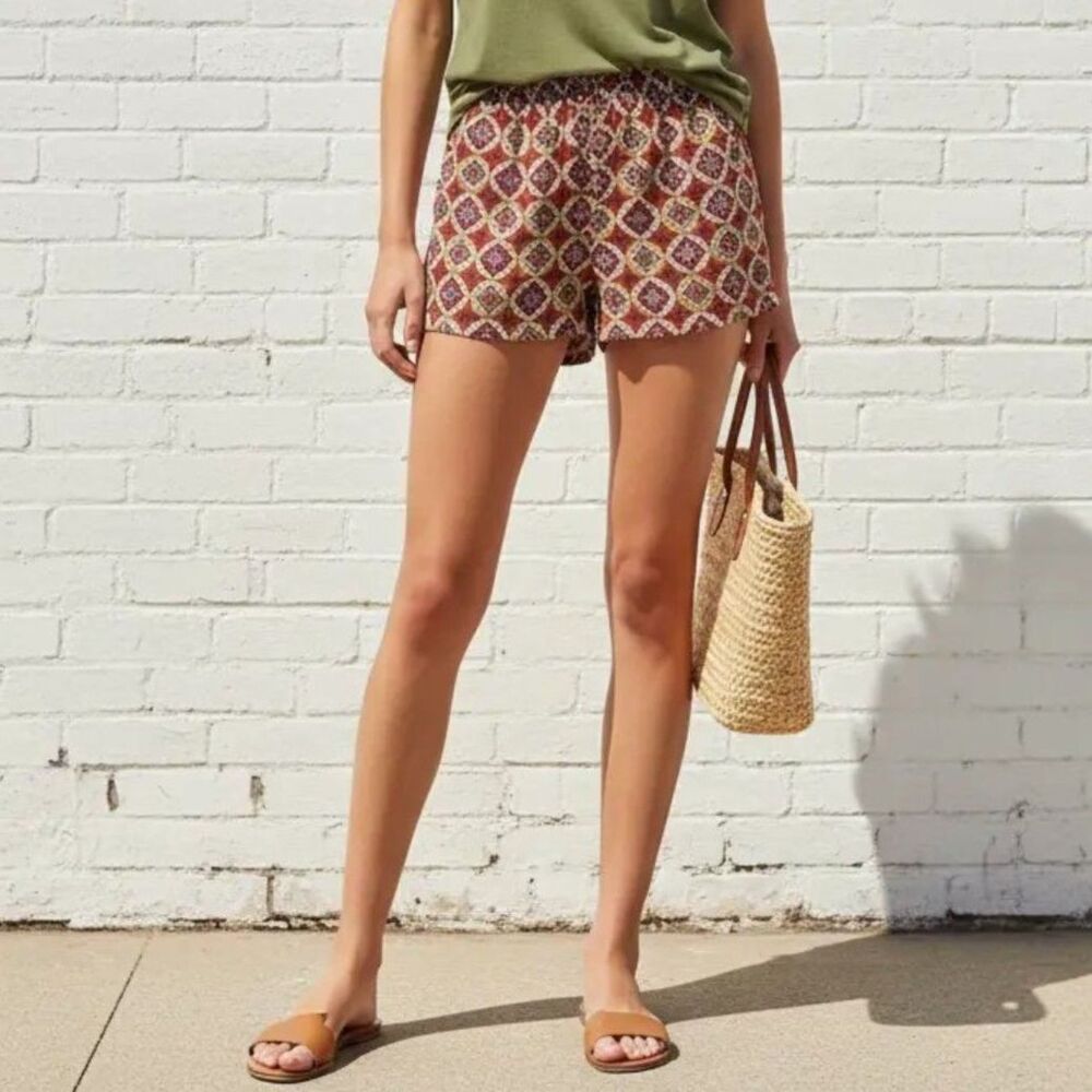 Boho Multicolor Stretchy Waist Shorts